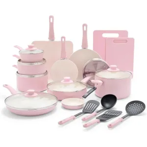 ✨ Kawaii Ceramic Cookware Set 🍳 | 23-Piece Nonstick Kitchen Joy with Soft Grip Handles & Cute Utensils! 🌈
