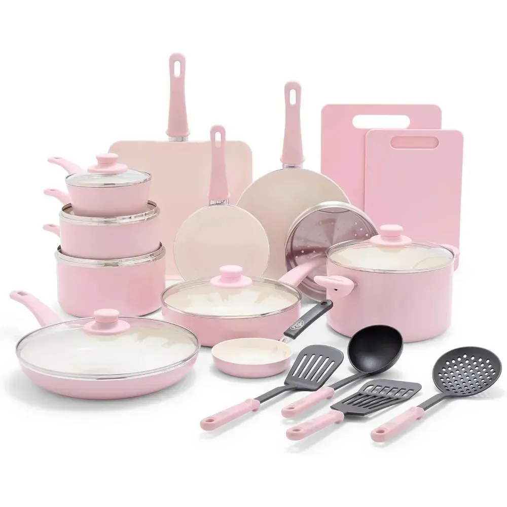 ✨ Kawaii Ceramic Cookware Set 🍳 | 23-Piece Nonstick Kitchen Joy with Soft Grip Handles & Cute Utensils! 🌈