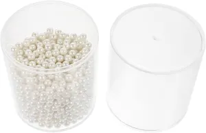 1 Set Plastic Brush Pot Makeup Organizer Compact Stationery Container with Dustproof Cover for Travel and Home Use Durable Pearl and Transparent Design