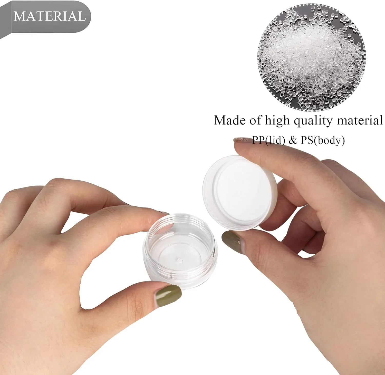 100PCS 10 Gram Sample Containers, 10ml Empty Jars with Lids, Small Cosmetic Containers, Mini Sample Jars with 8PCS Mini Spatulas for Make Up, Oils, Lotion, Powder, Paint, Jewelry, Lip Balms(White Lid)