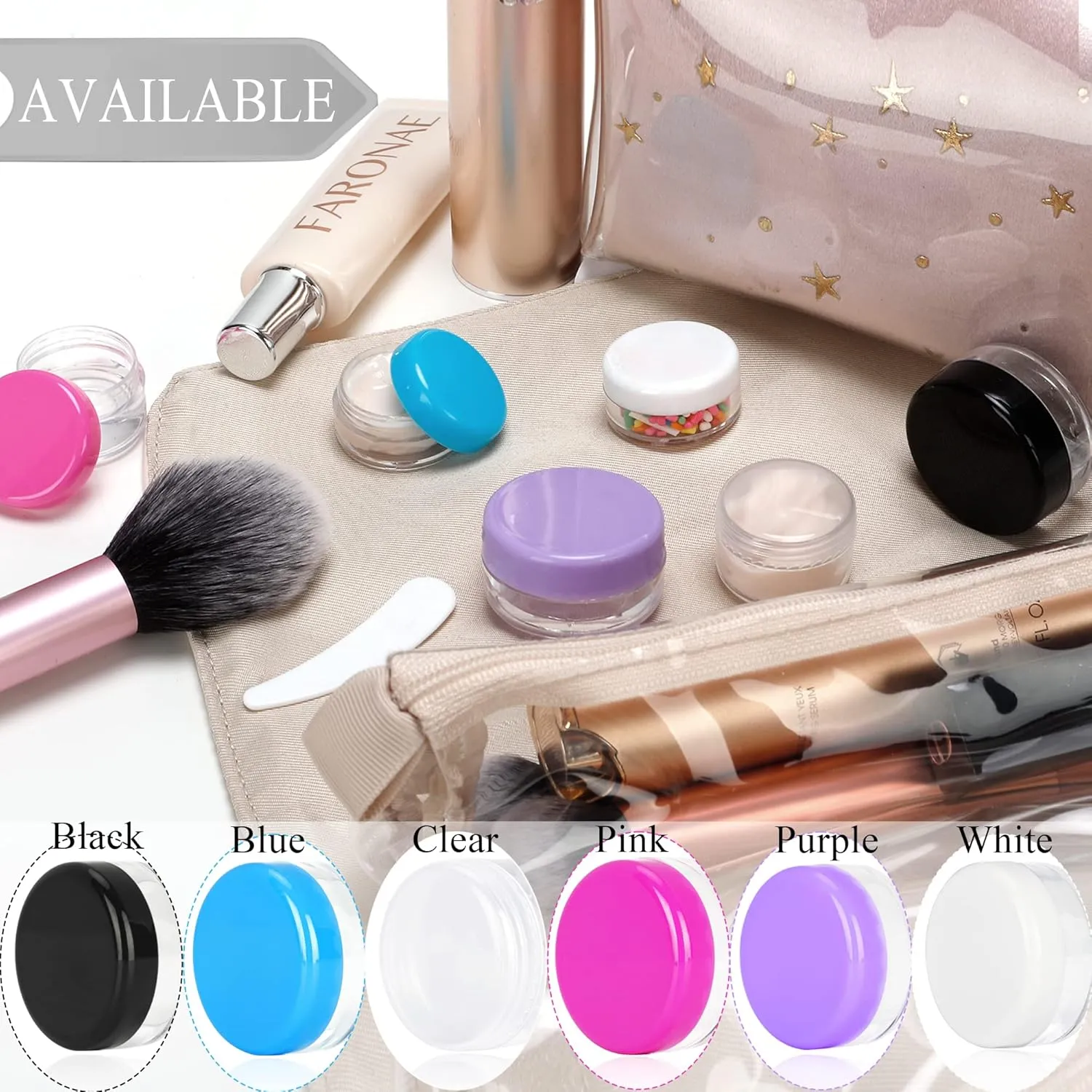 100PCS 10 Gram Sample Containers, 10ml Empty Jars with Lids, Small Cosmetic Containers, Mini Sample Jars with 8PCS Mini Spatulas for Make Up, Oils, Lotion, Powder, Paint, Jewelry, Lip Balms(White Lid)