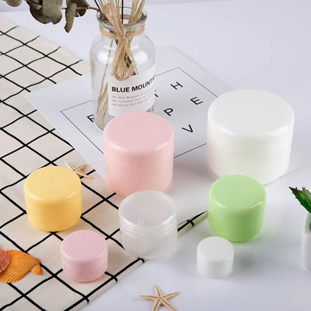 100Pcs 10g/20g/30g/50g/100g Plastic Empty Travel Cosmetic Jar Makeup Container Bottle Vial Face Cream Eyeshadow Lip Balm Lotion Sample Pot Nail Art Gel Mask Pack Box (10g,White)