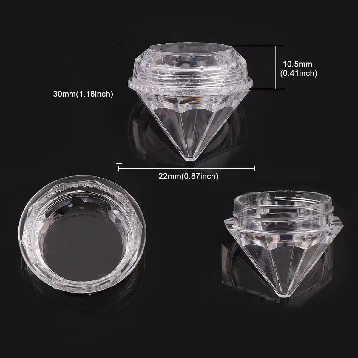 100Pcs 5Gram Empty Diamond Shape Plastic Clear Cosmetic Refillable Pot Jars Bottles Make up Cosmetic Containers with Lids for Eye Shadow Lip Balm Face Creams Lotion Nail Powder