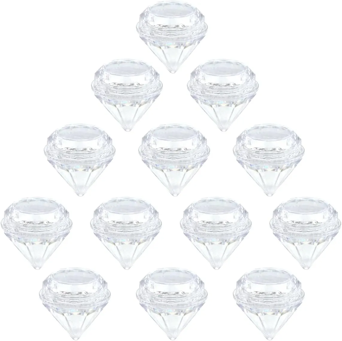 100Pcs 5Gram Empty Diamond Shape Plastic Clear Cosmetic Refillable Pot Jars Bottles Make up Cosmetic Containers with Lids for Eye Shadow Lip Balm Face Creams Lotion Nail Powder