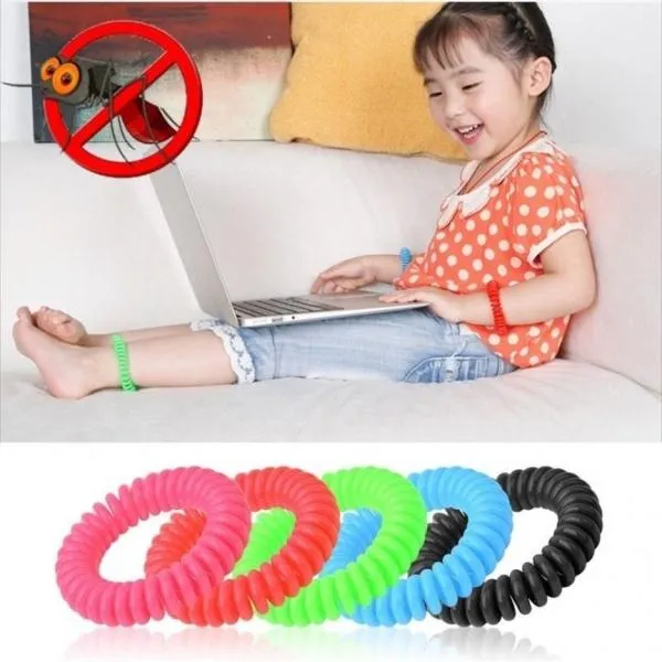 10PCs/lot Outdoor Mosquito Repellent Bracelet Spiral Wrist Hair Band Pest Control Random Color