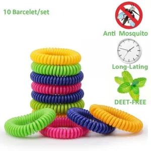10PCs/lot Outdoor Mosquito Repellent Bracelet Spiral Wrist Hair Band Pest Control Random Color