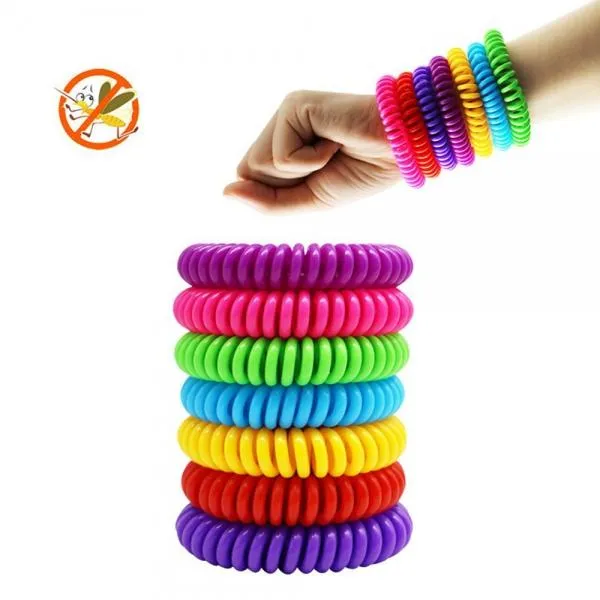 10PCs/lot Outdoor Mosquito Repellent Bracelet Spiral Wrist Hair Band Pest Control Random Color