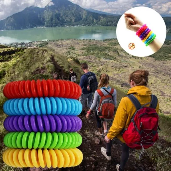 10PCs/lot Outdoor Mosquito Repellent Bracelet Spiral Wrist Hair Band Pest Control Random Color