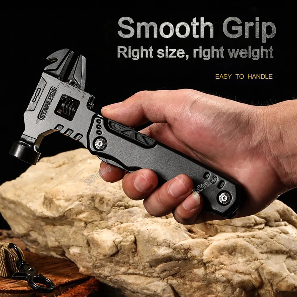 12 in 1 Multitool EDC Tool Universal Folding Pliers Hammer Wrench Claw Knife Screwdriver Combinati Tool forCamp Outdoor Survival