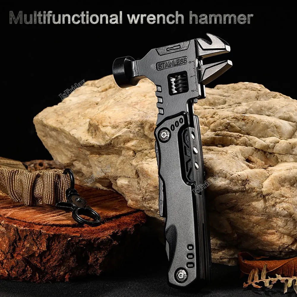 12 in 1 Multitool EDC Tool Universal Folding Pliers Hammer Wrench Claw Knife Screwdriver Combinati Tool forCamp Outdoor Survival