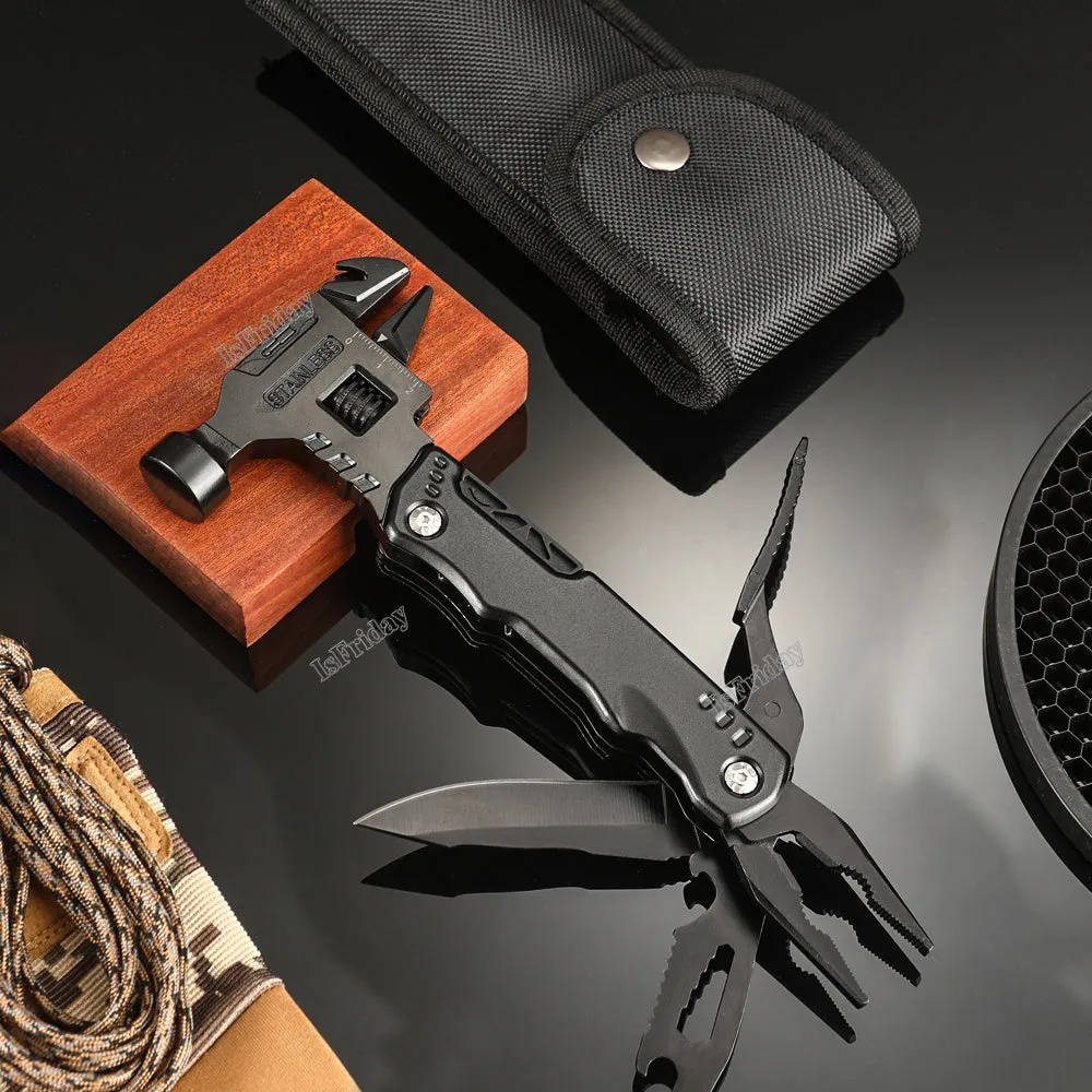 12 in 1 Multitool EDC Tool Universal Folding Pliers Hammer Wrench Claw Knife Screwdriver Combinati Tool forCamp Outdoor Survival