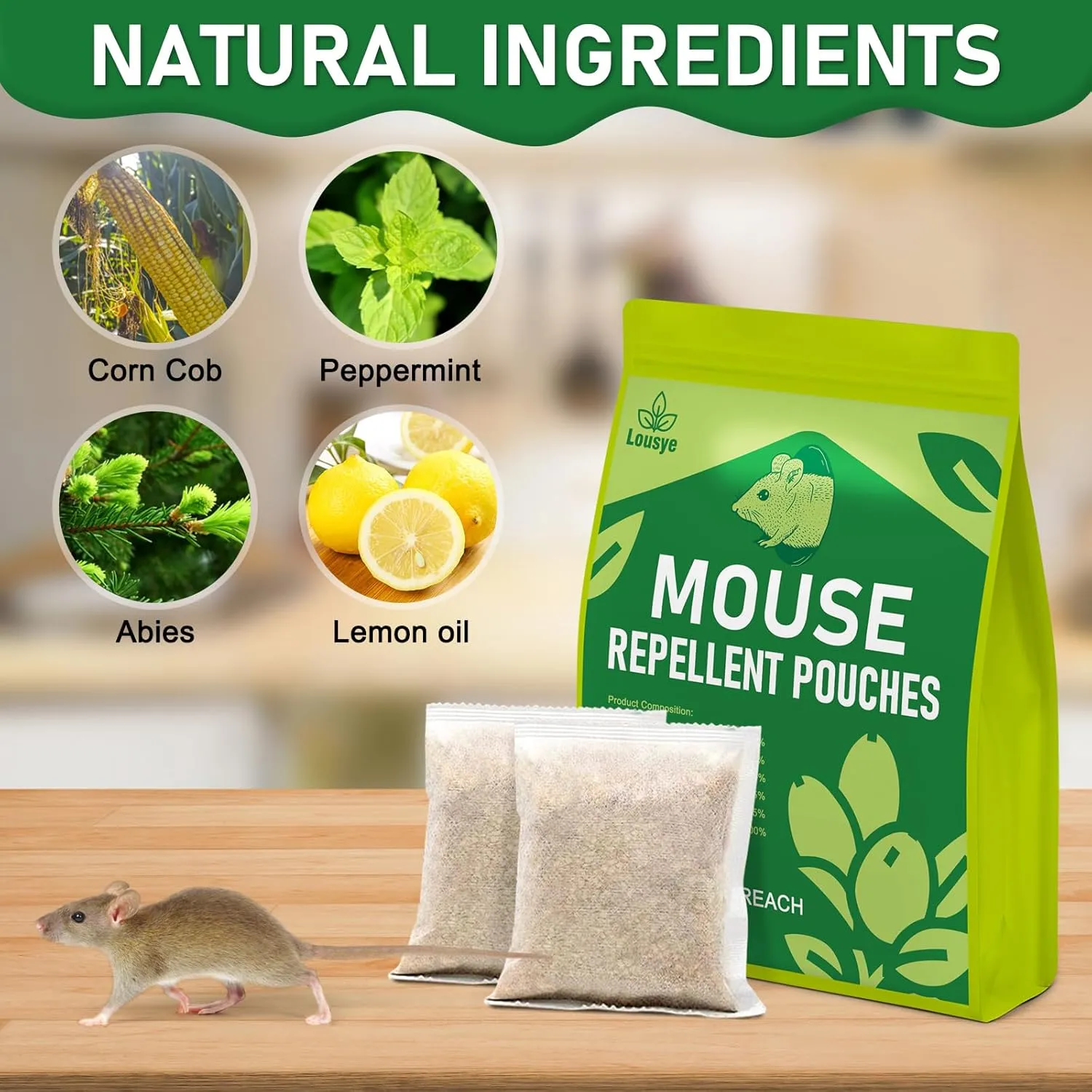 12 Pack Lousye Rodent Repellent, Mighty Mint Mouse Repellent,Humane Mouse Trap for Home, Car Engines, Pest Control for Indoor