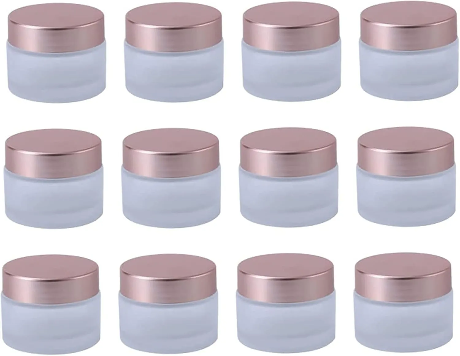 12 Packs 1 Oz/30ml Empty Jars Clear Frosted Glass Cream Jar Pot Bottles with Rose Gold Lids Refillable Cosmetic Container Glass Eye Cream Jar Pot for Face Lotion Eyeshadow Lip Balms …