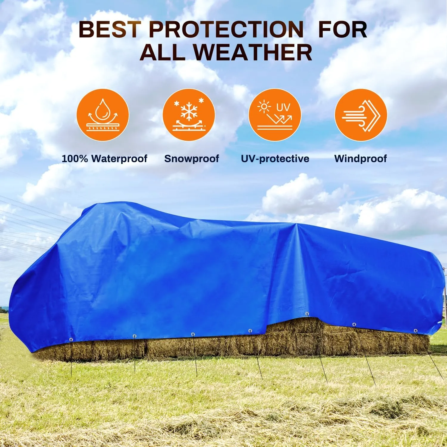 12x20Ft Tarp, Keten 14 Mil Tarps Heavy Duty Waterproof with Tear & Fade Resistant, UV Resistant, Outdoor Tarp with Reinforced Grommets for Roof, Camping, Patio, Pool, Boat (Blue&Black)