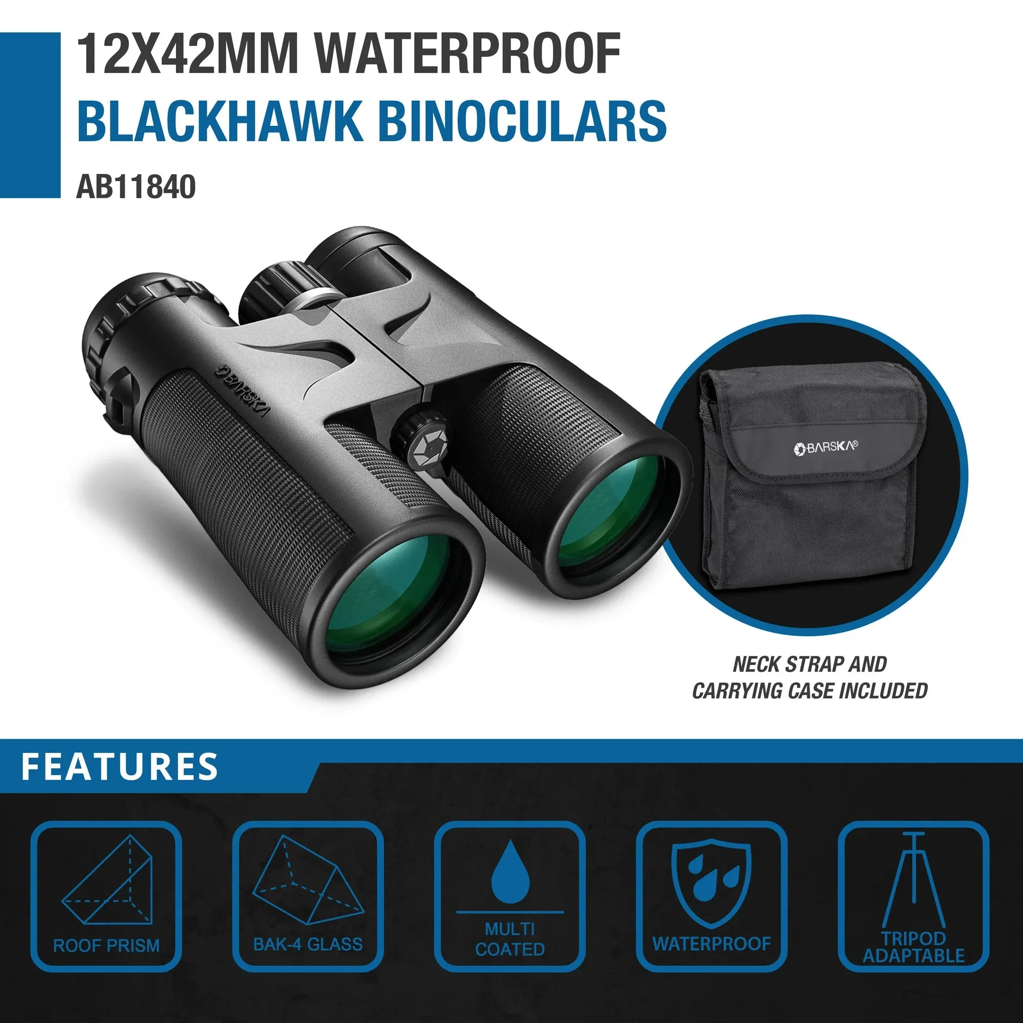 12x42mm Blackhawk Waterproof Binoculars | AB11840