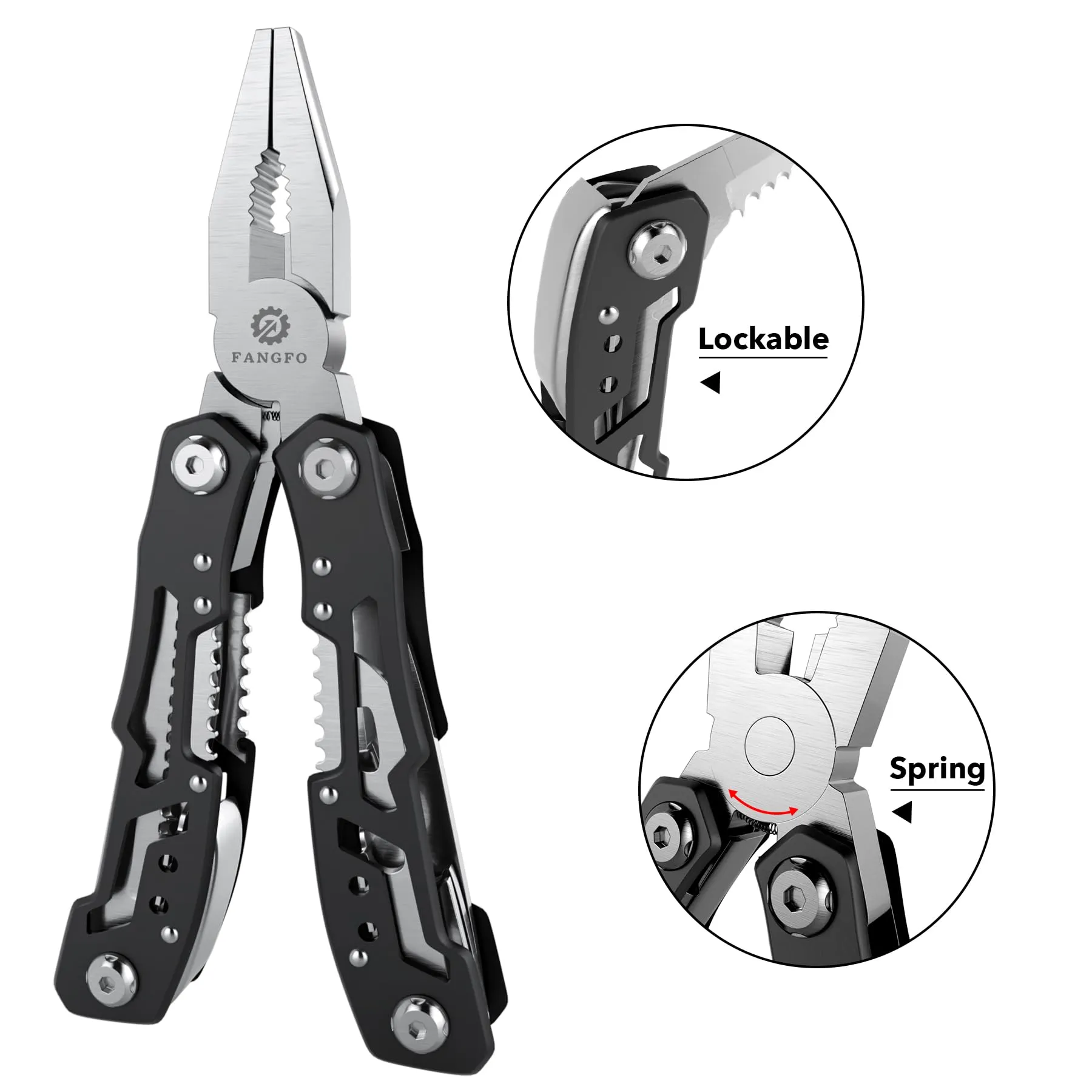 14-In-1 Multitool with Safety Locking, Professional Stainless Steel Multitool Pliers Pocket Knife, Bottle Opener, Screwdriver with Nylon Case