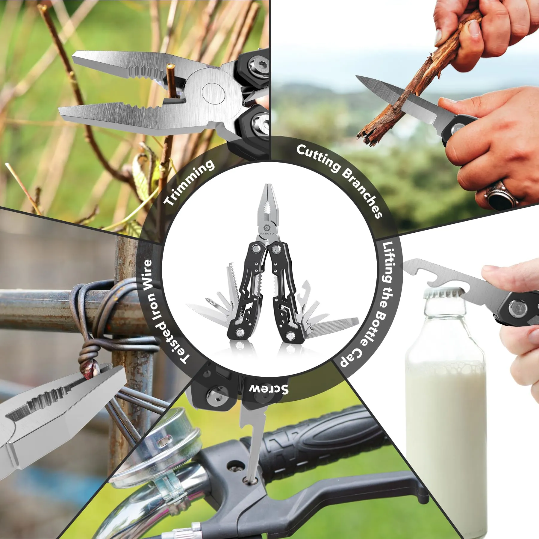 14-In-1 Multitool with Safety Locking, Professional Stainless Steel Multitool Pliers Pocket Knife, Bottle Opener, Screwdriver with Nylon Case