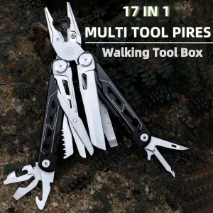 17-in-1 Multi Tool Pliers, Stainless Steel Multitool with Pocket Knife, Saw, File, Portable Mini EDC Toolbox for Daily Repair, Camping, Hiking, Wild Adventure