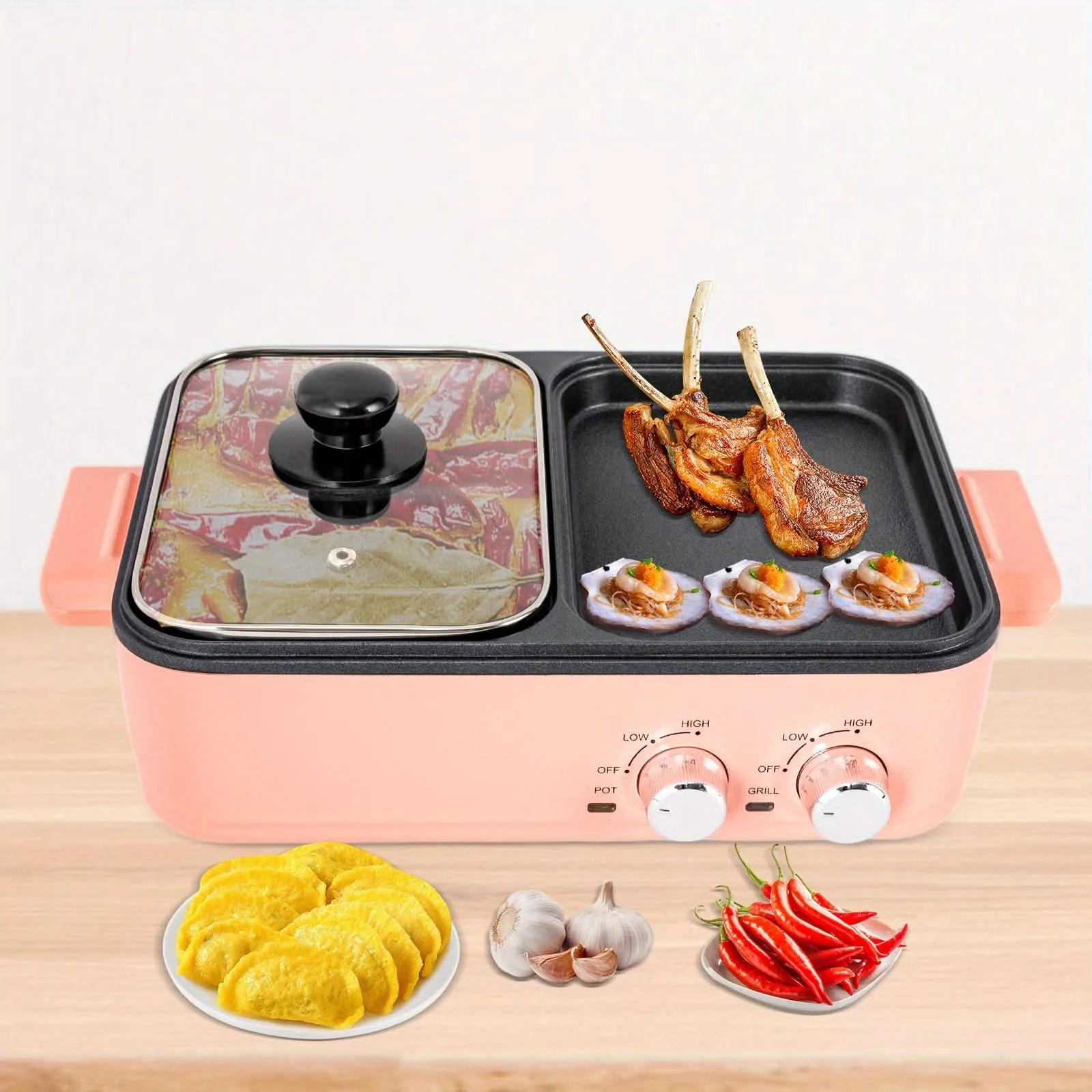2-in-1 Electric Hot Pot & Korean BBQ Grill – 1500W, 2L Non-Stick Shabu Grill