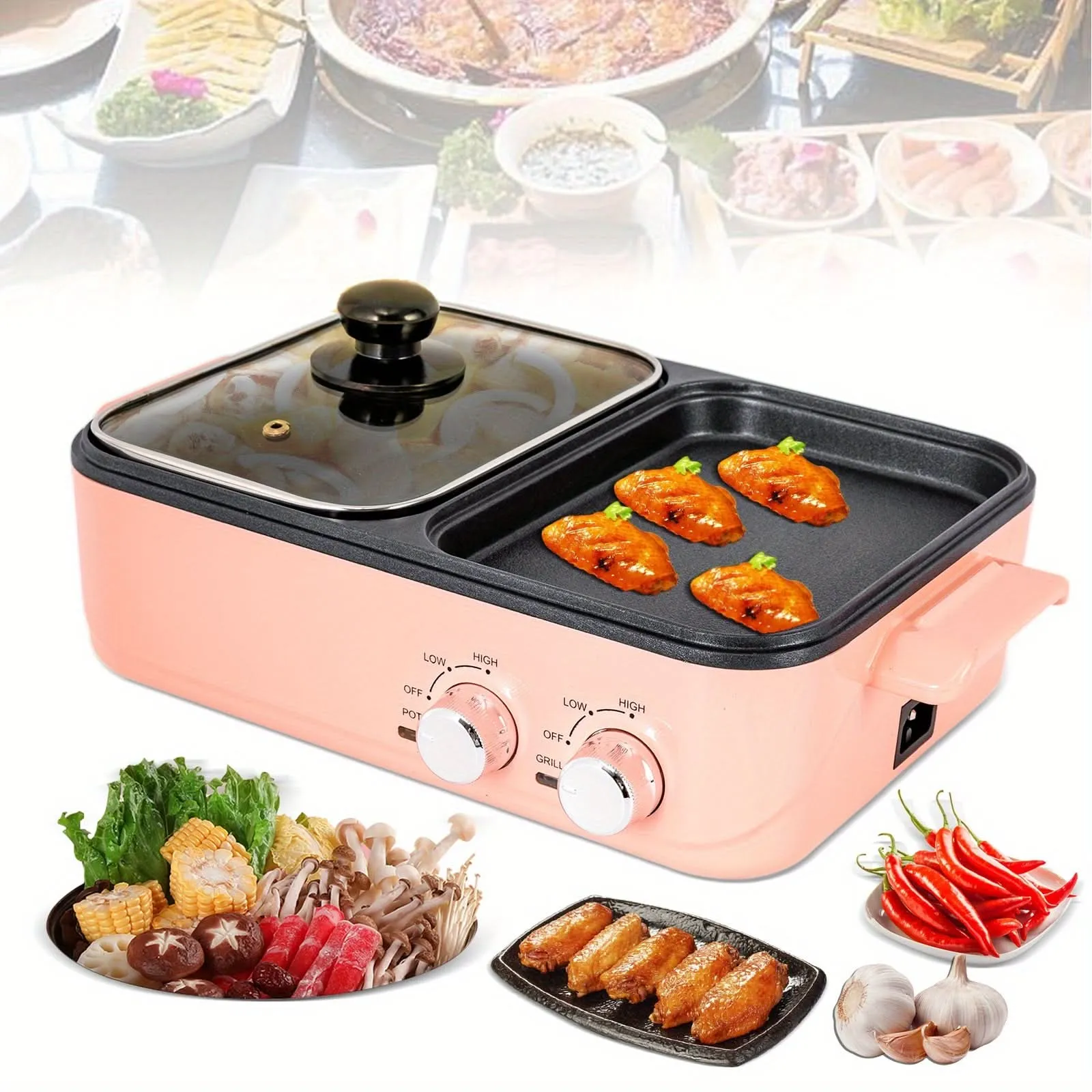 2-in-1 Electric Hot Pot & Korean BBQ Grill – 1500W, 2L Non-Stick Shabu Grill