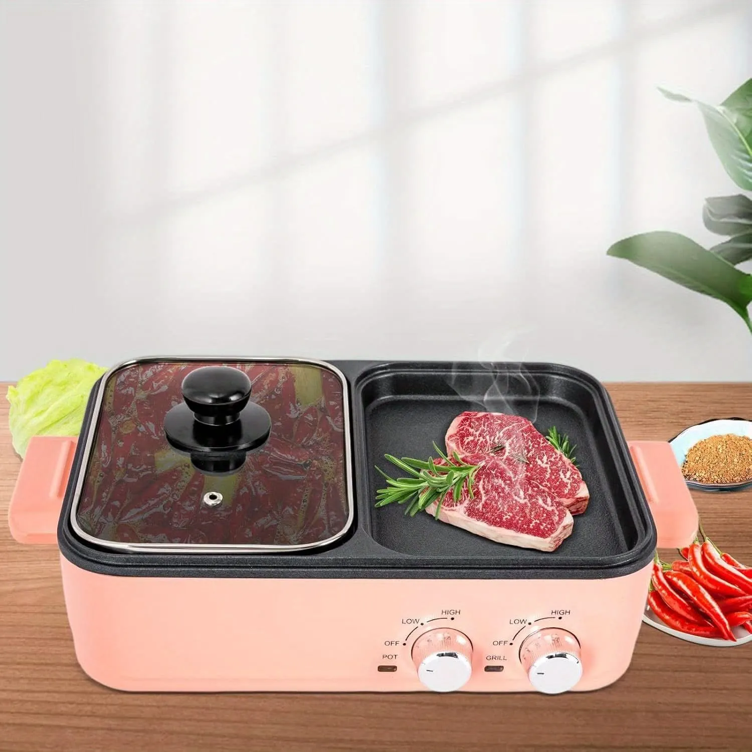 2-in-1 Electric Hot Pot & Korean BBQ Grill – 1500W, 2L Non-Stick Shabu Grill