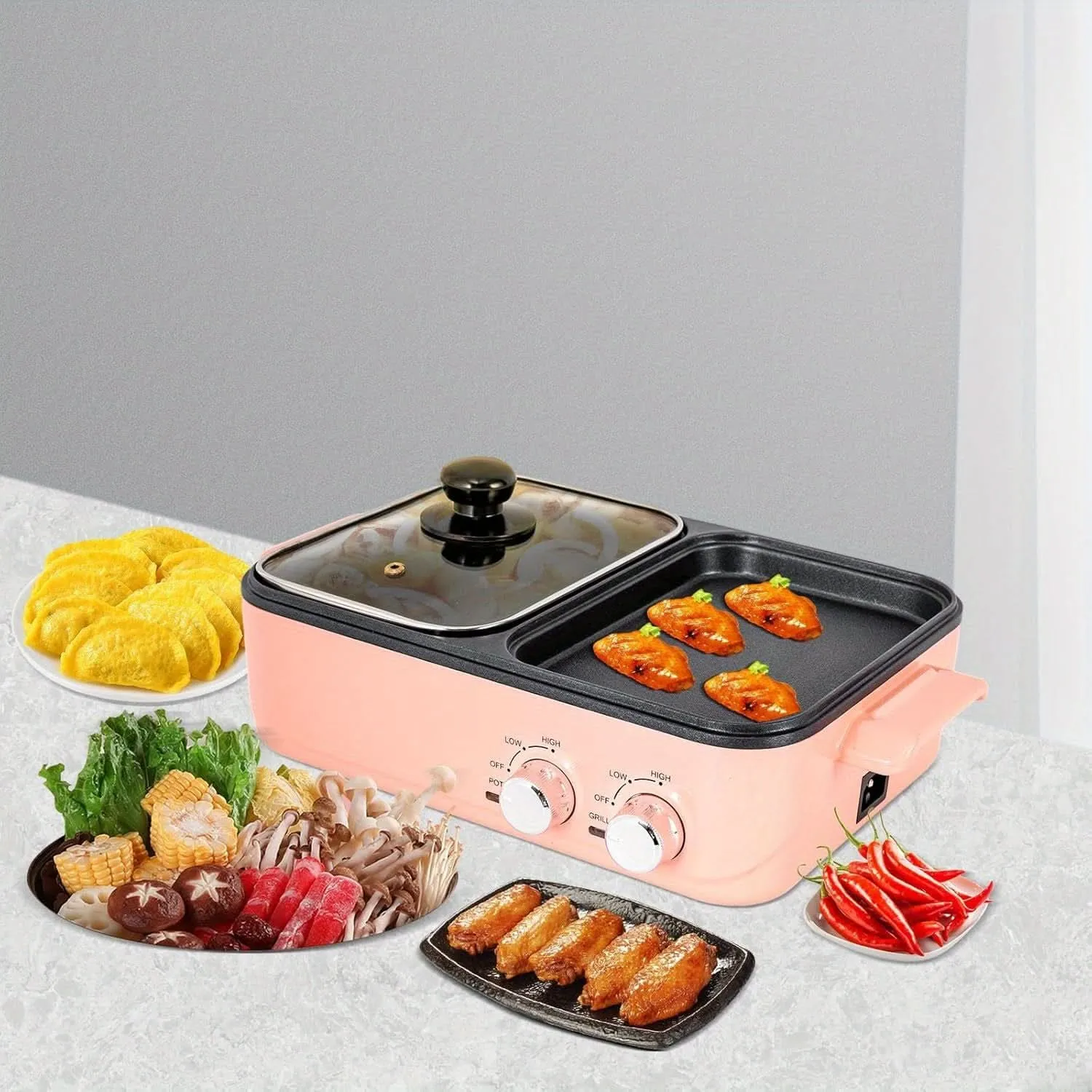 2-in-1 Electric Hot Pot & Korean BBQ Grill – 1500W, 2L Non-Stick Shabu Grill