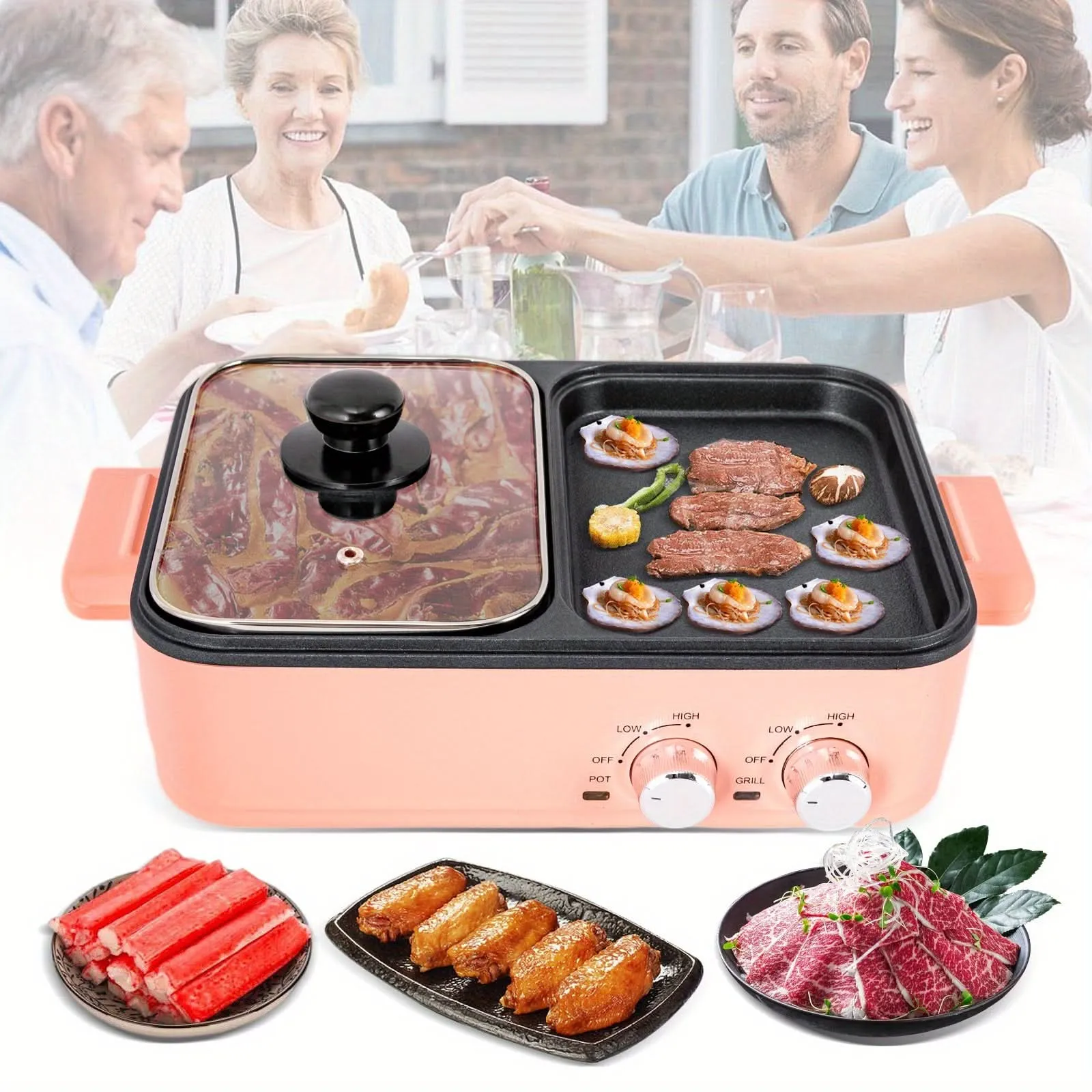 2-in-1 Electric Hot Pot & Korean BBQ Grill – 1500W, 2L Non-Stick Shabu Grill