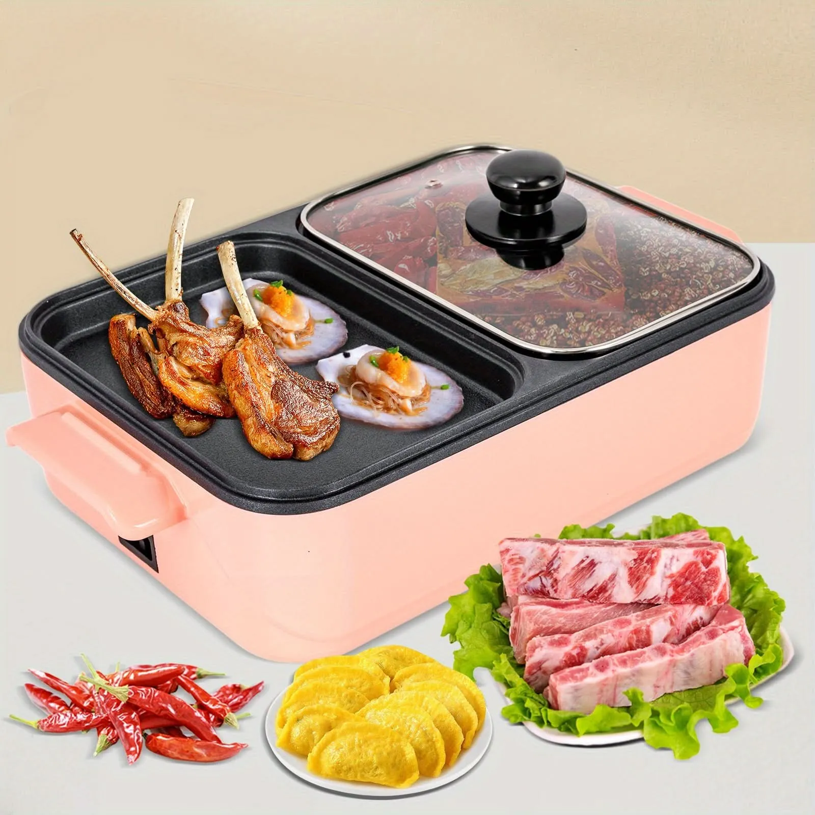 2-in-1 Electric Hot Pot & Korean BBQ Grill – 1500W, 2L Non-Stick Shabu Grill