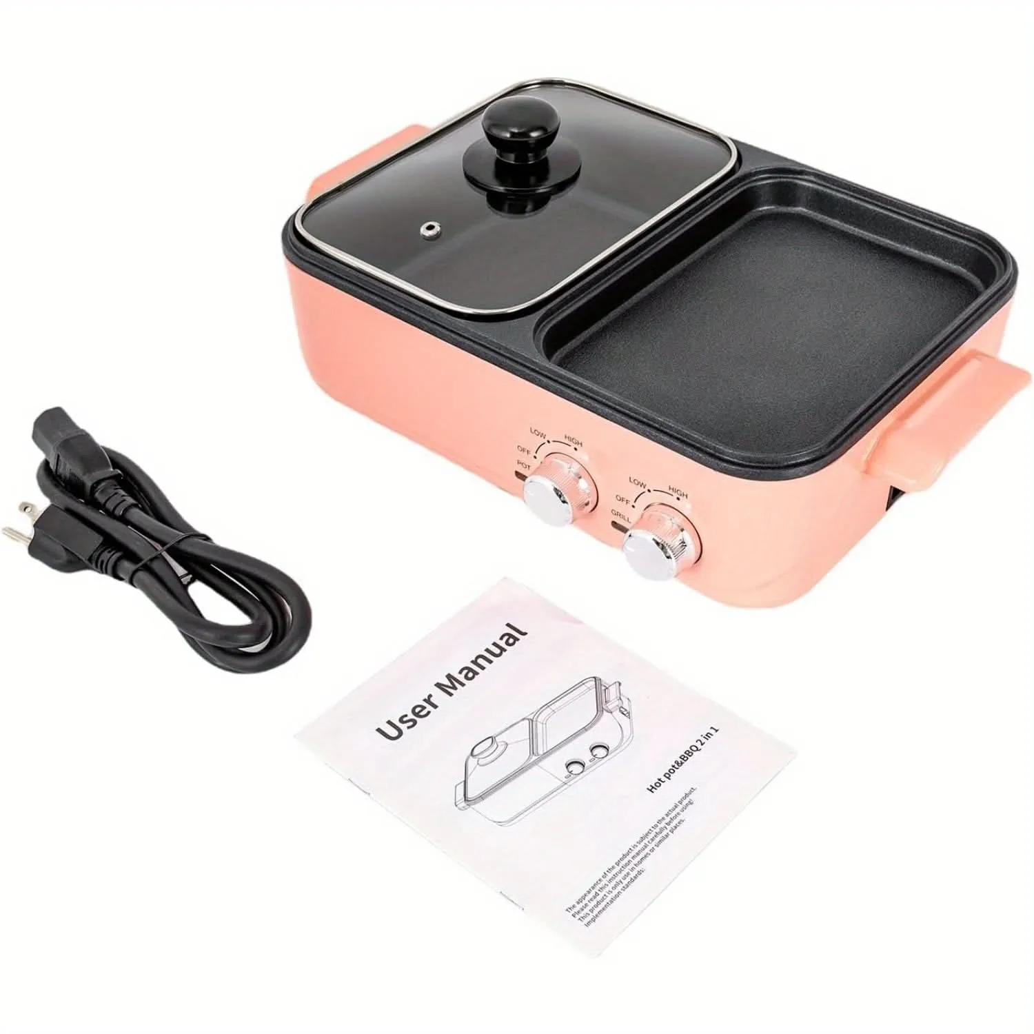 2-in-1 Electric Hot Pot & Korean BBQ Grill – 1500W, 2L Non-Stick Shabu Grill