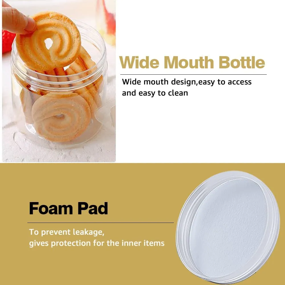 2 oz Plastic Containers with Lids 100pcs Plastic Jars with Clear Lids   3/5/10 Gram 24pcs Sample Containers Travel Jar– Great for Lip Scrub, Body Butters, Cream, Lotion, Labels & Spatulas (124 Pack)