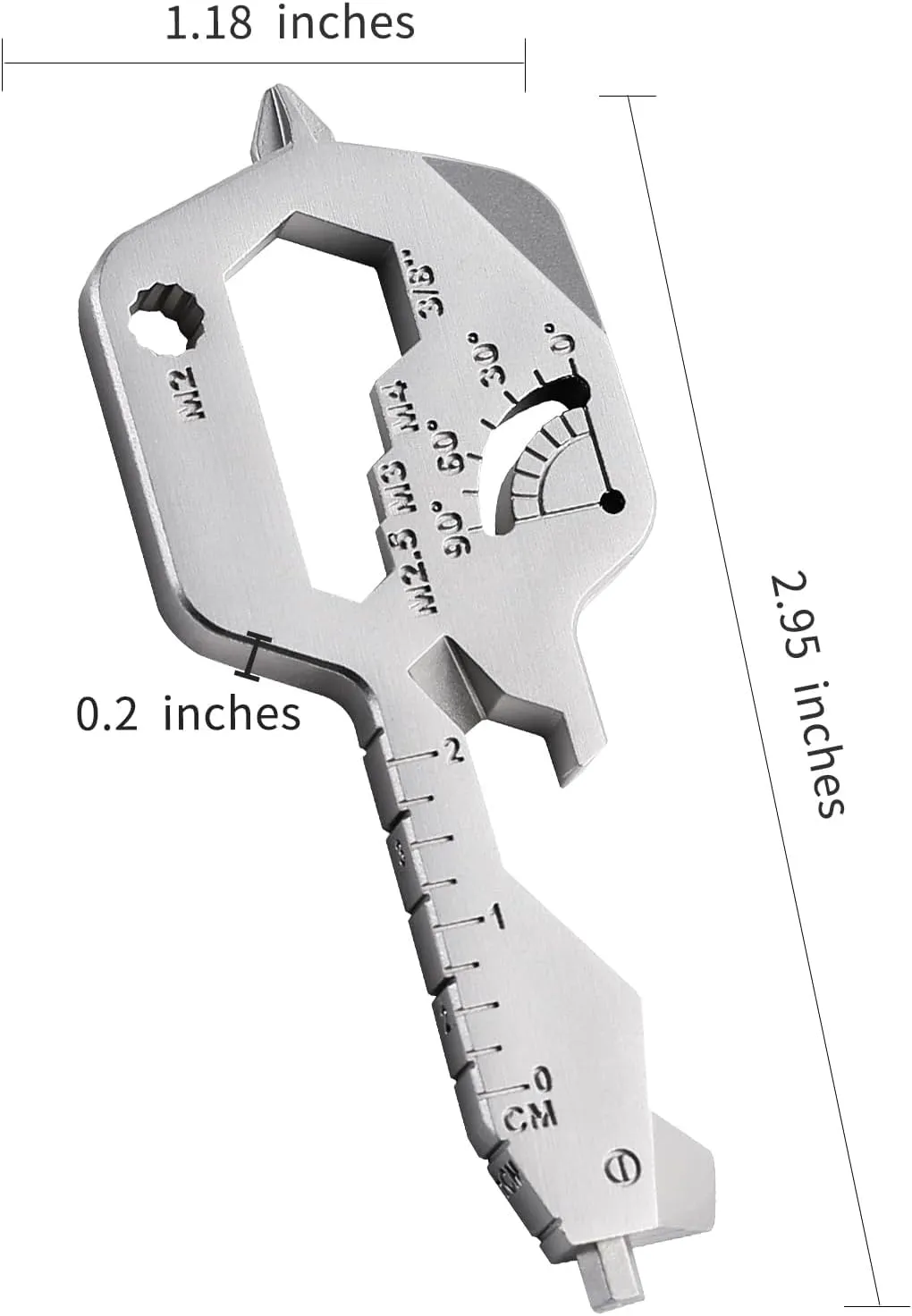 2 PCS, 20 IN 1 Key Shaped Multitools, Key Shaped Pocket Tool, Stainless Steel Utility Gadget, Gift for Men, Everyday Carry, Automotive, Home Improvement, Bottle Opener, Screw Driver, Silver