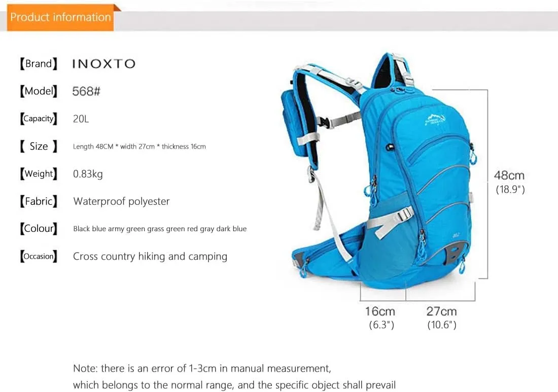 20L Unisex Casual Gym Backpack with Water Bag Compartment & Helmet mesh for Camping,Cycling,Hiking,Climbing & Travel.