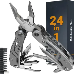24-in-1 Multitool Pocket Pliers with Knife & Screwdriver – Portable Survival Tool for Camping, Hunting, Hiking & Emergency Repairs