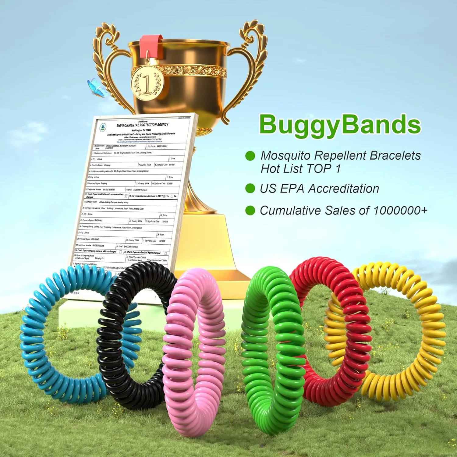 25 Pack Mosquito Repellent Bracelets for Adults & Kids, DEET-Free Bands, Individually Wrapped Insect & Bug Repellent Wrist Bands