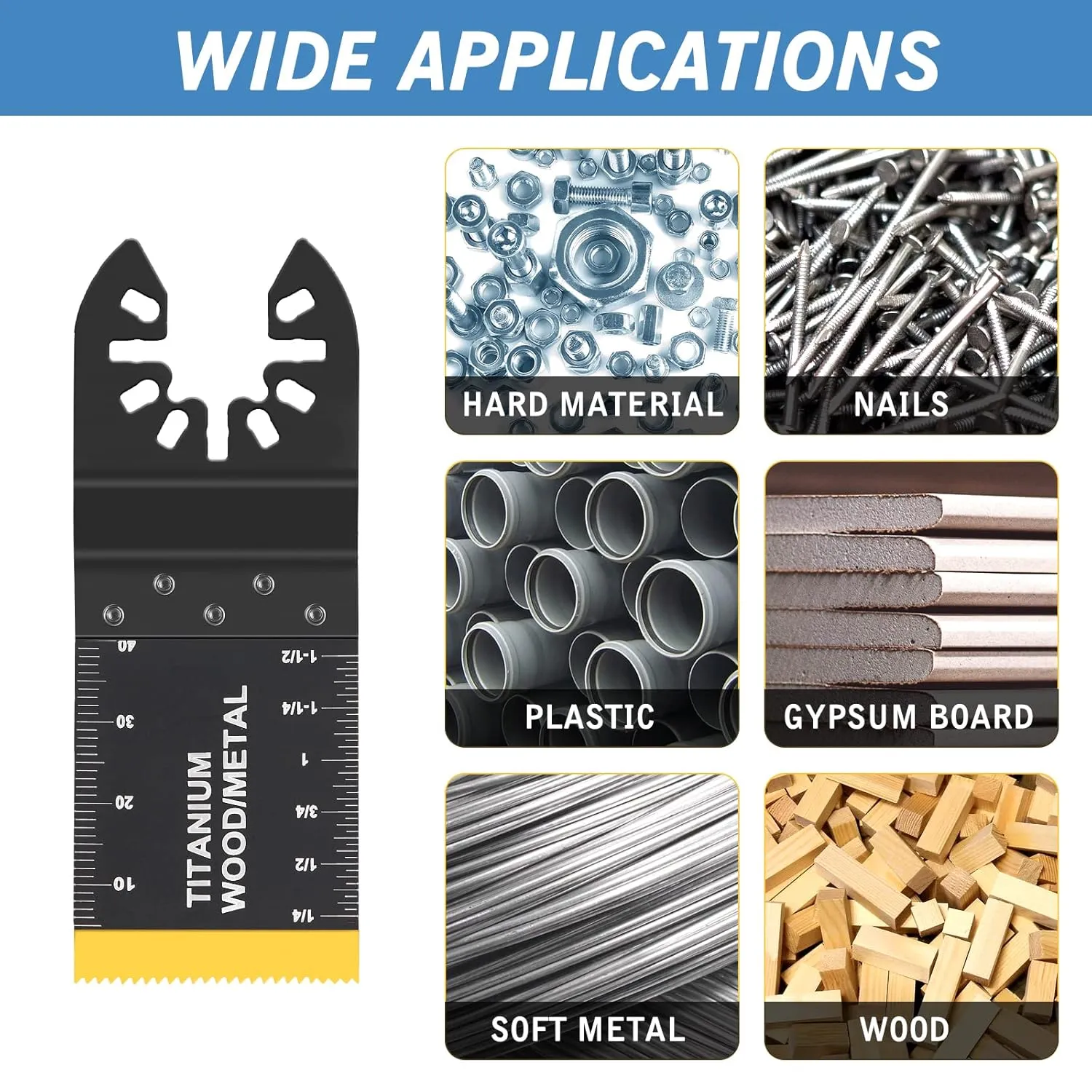 26pcs Oscillating Saw Blades Titanium Multitool Blades for Wood Plastics Metal oscillating Tool Blades Kits Fit Rockwell Ridgid Ryobi Milwaukee Chicago Craftsman Dewalt