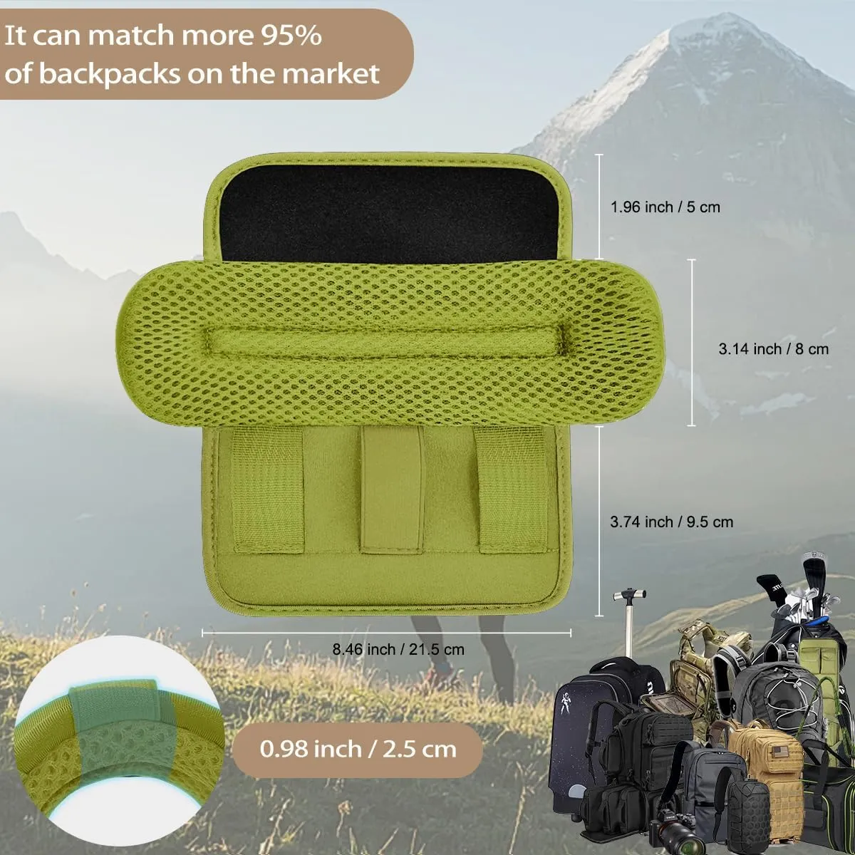 2Pcs Thick Cushioned Shoulder Pads, Anti-Slip Design and Breathable Mesh Pads for Shoulder Strap,Soft and Comfortable