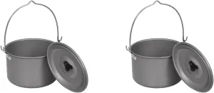 2X Outdoor Camping Picnic Hanging Pots Aluminum Alloy Cooking Pot 4.5L Compact Camping Pot for Hiking Backpacking Picnic