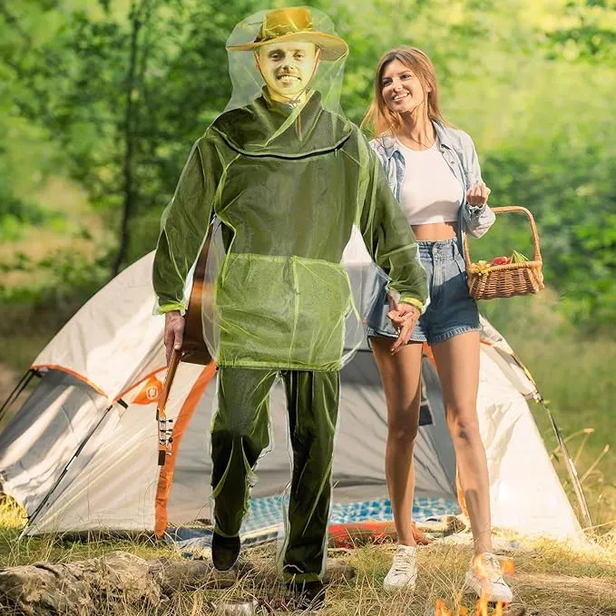 3 Sets Mosquito Net Suit Net Bug Pants Jacket Hood Pants Mesh Insect Proof Body Clothing for Fishing Hiking Camping(S/m)