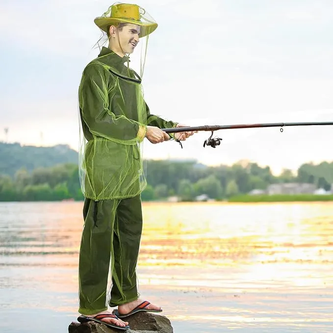 3 Sets Mosquito Net Suit Net Bug Pants Jacket Hood Pants Mesh Insect Proof Body Clothing for Fishing Hiking Camping(S/m)