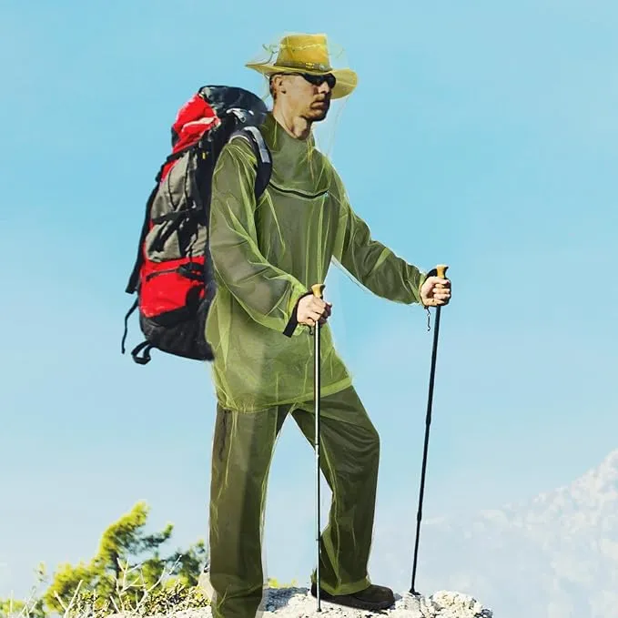 3 Sets Mosquito Net Suit Net Bug Pants Jacket Hood Pants Mesh Insect Proof Body Clothing for Fishing Hiking Camping(S/m)