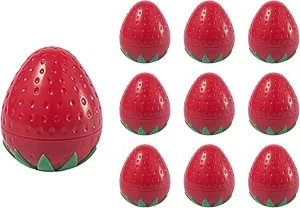 30g Strawberry shape Jar Fruit Shaped Empty Cosmetic Jars Portable Lotion Bottles Plastic Pot Refillable Cream Container Travel Makeup Sample Supplies for Eye Shadow Cream Balms Lip Gloss 10 Pack