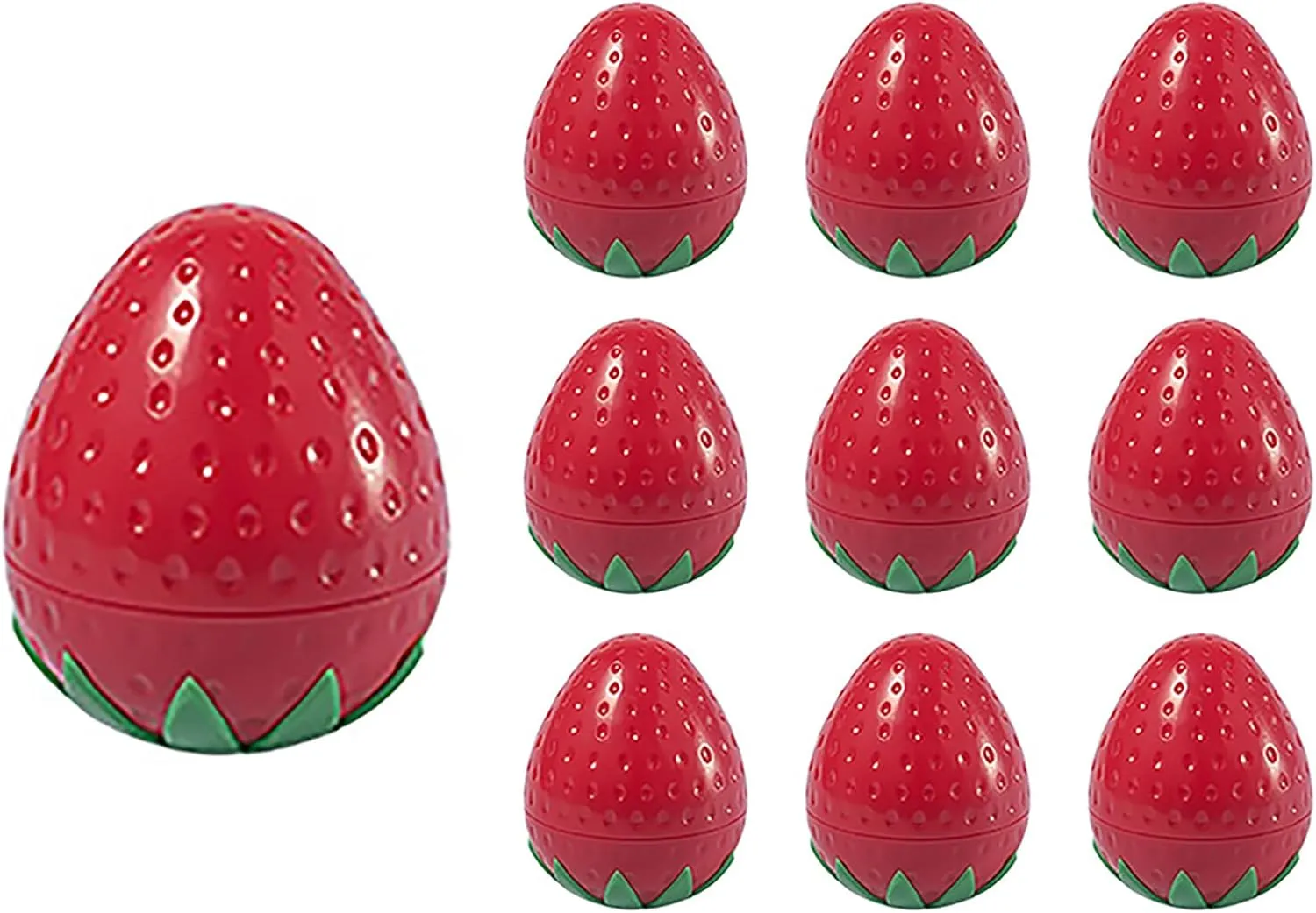 30g Strawberry shape Jar Fruit Shaped Empty Cosmetic Jars Portable Lotion Bottles Plastic Pot Refillable Cream Container Travel Makeup Sample Supplies for Eye Shadow Cream Balms Lip Gloss 10 Pack