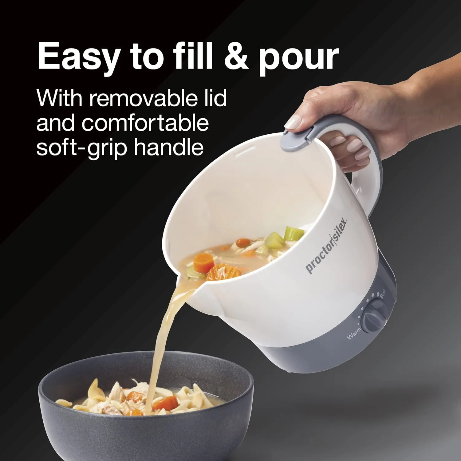 32Oz Adjustable Temperature Hot Pot Electric Kettle for Tea, Boiling Water, Cooking Noodles and Soup, White