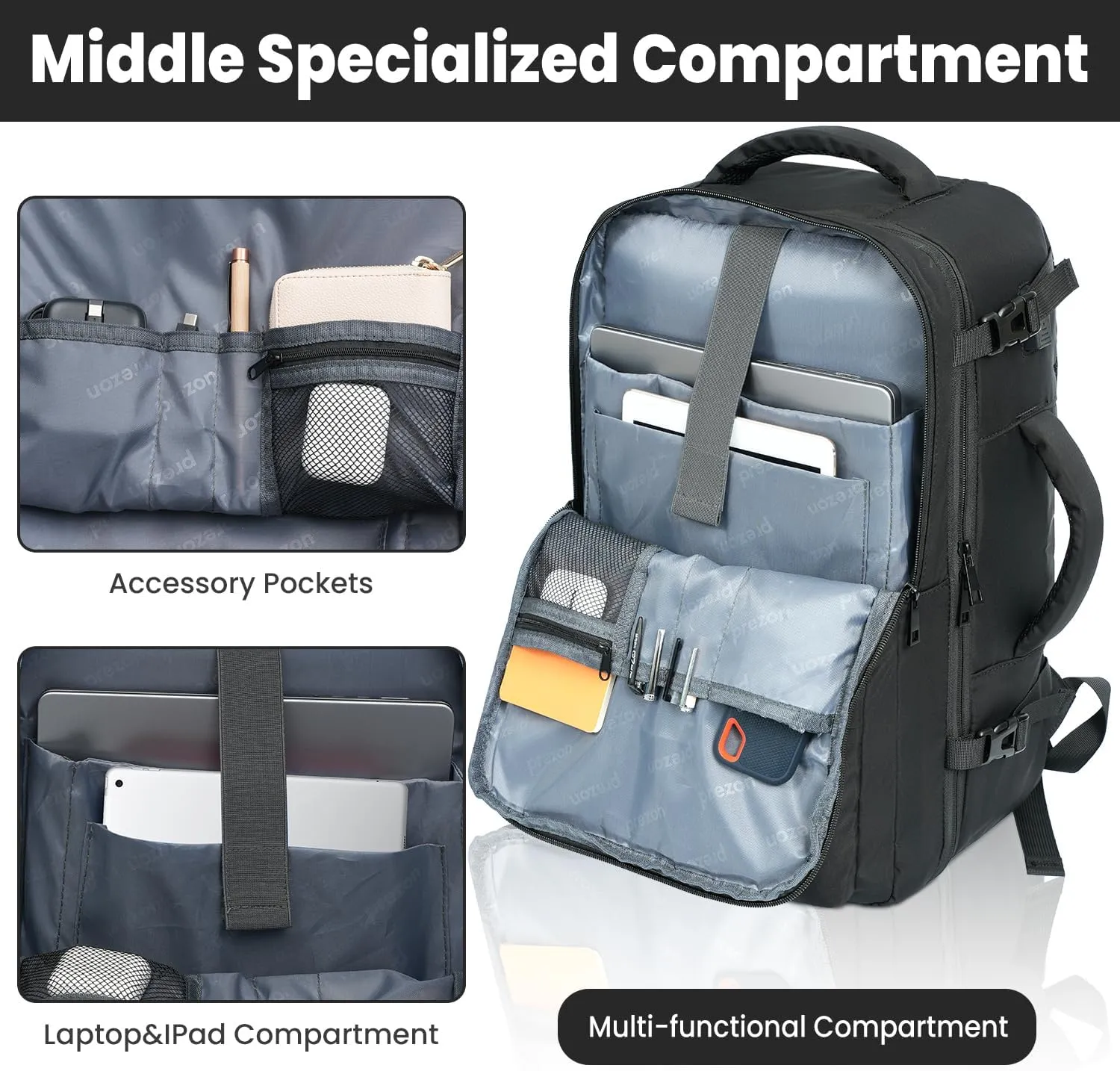 35L Travel Backpack | 180° All-Open Design | Multi-Pockets | Airline Approved Carry on |15.6 inch Laptop Compartment | USB Port |Perfect for Travel Business College Bookbags |Men Women,Black