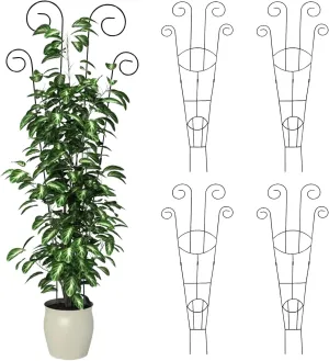 4 Pack Metal Trellis for Climbing Potted Plants Indoor Outdoor - 30 Inch Rustproof Garden Stakes, Plant Support for Monstera Pothos Ivy Hoya Vines, Potted Houseplant