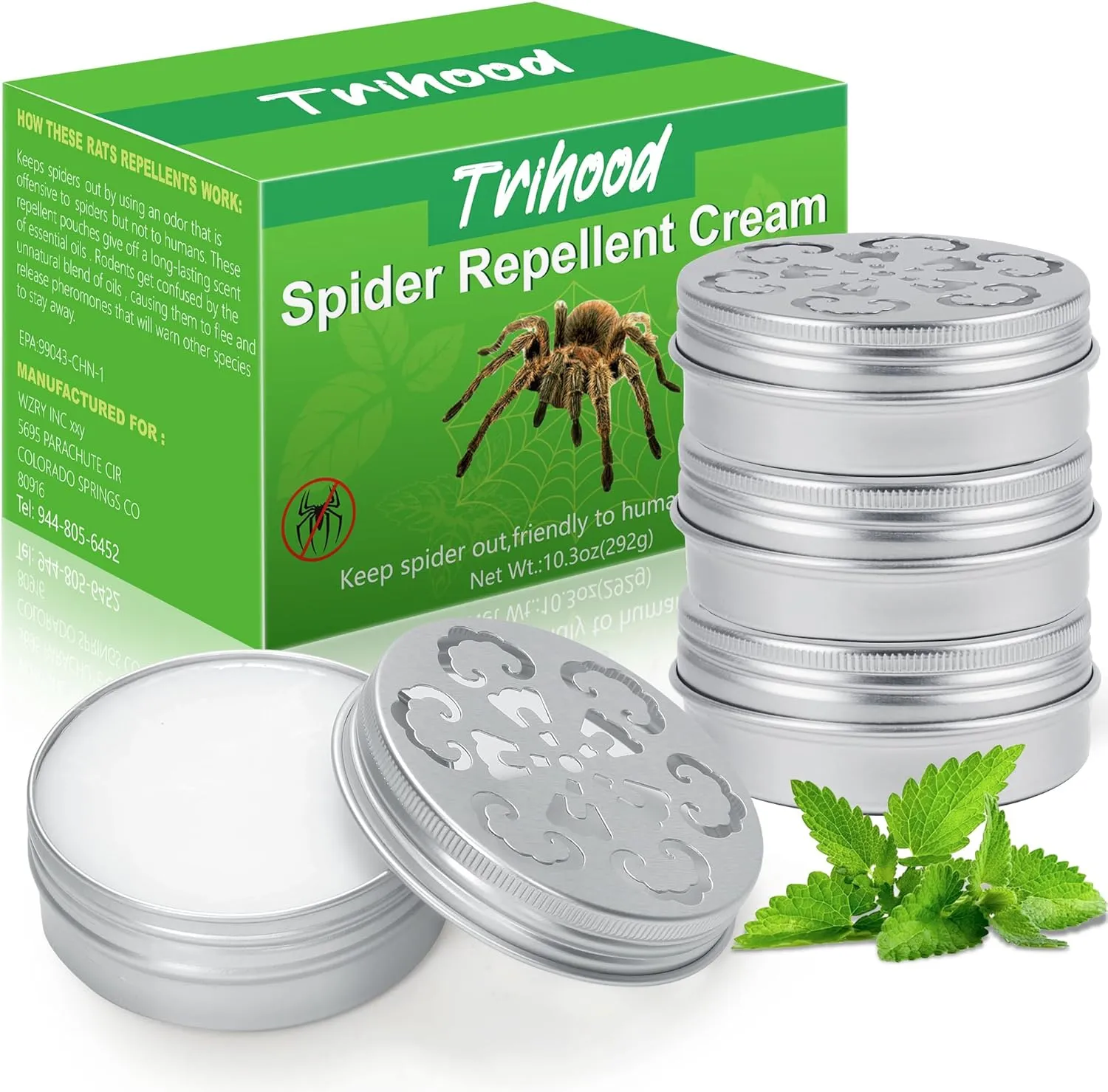 4 Pack Peppermint Oil Spider Repellent Indoor - Powerful Spider Repellent with Plant-Based Ingredients, Keep Spider Away from Indoor Outdoor Room Basement Garage Kids Pet Safe, Easy to Use