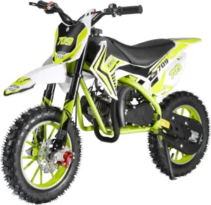 49cc 2-Stroke Kids Dirt Bike,Kids Motorcycle,Mini Bike Gas Power with Off-Road Tires Shock Absorption Springs Soft Seat Cushion Pocket Motorbike with Front Rear Disc Brakes Up to 30KM/H Green