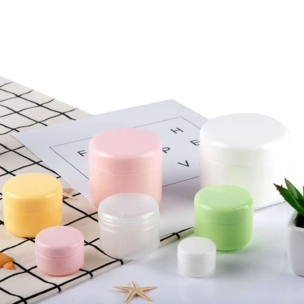 50pcs 10g/20g/30g/50g/100g Plastic Empty Travel Cosmetic Jar Makeup Container Bottle Vial Face Cream Eyeshadow Lip Balm Lotion Sample Pot Nail Art Gel Mask Pack Box (10g,Green)
