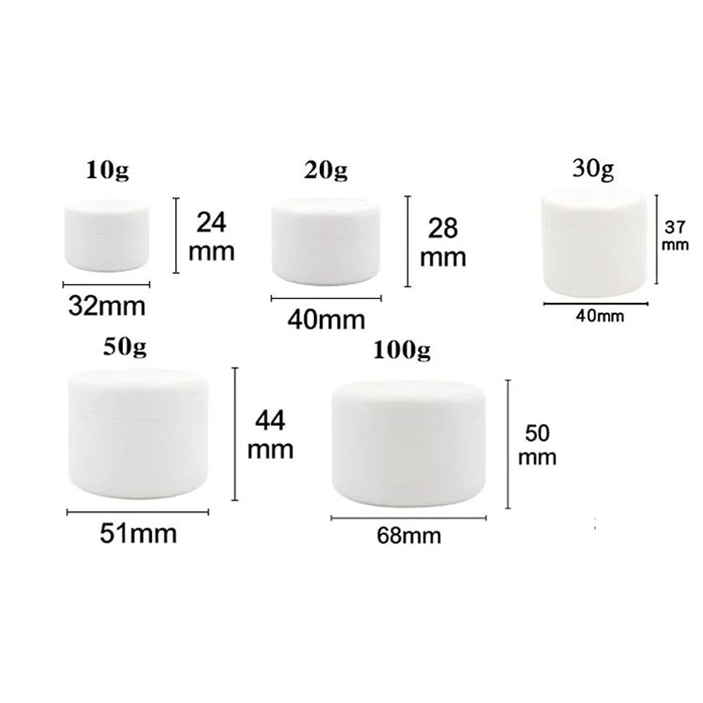 50pcs 10g/20g/30g/50g/100g Plastic Empty Travel Cosmetic Jar Makeup Container Bottle Vial Face Cream Eyeshadow Lip Balm Lotion Sample Pot Nail Art Gel Mask Pack Box (10g,Green)