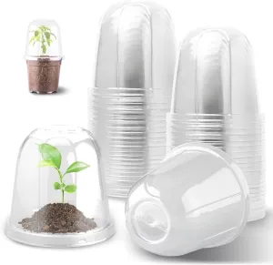 6 Inch Clear Plastic Humidity Dome, 30 Pcs Adjustable Transparent Plant Domes for 6" Seedlings Nursery Pots, Reusable Thick Plastic Grow Dome Cover for Seed Starter Pots Outdoor Gardening Plant Growth